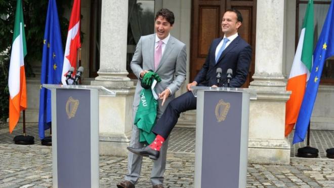 премьер-министр Канады джастин трюдо и премьер-министр ирландии лео варадкар