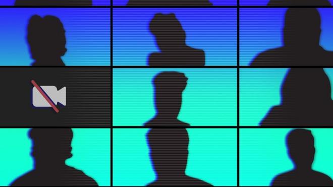 shadowy figures on a video call