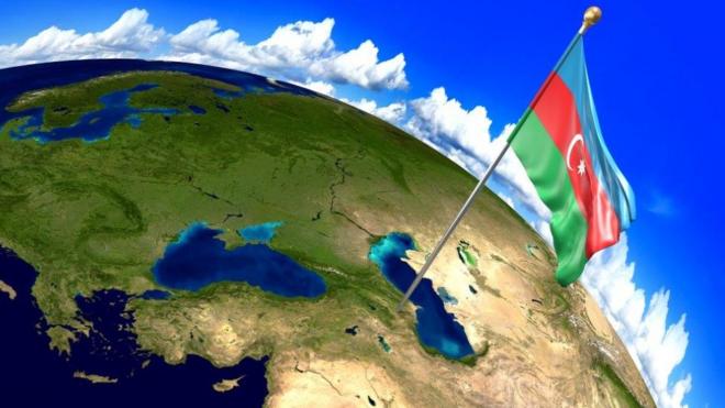 Флаг Азербайджана на фоне Земли