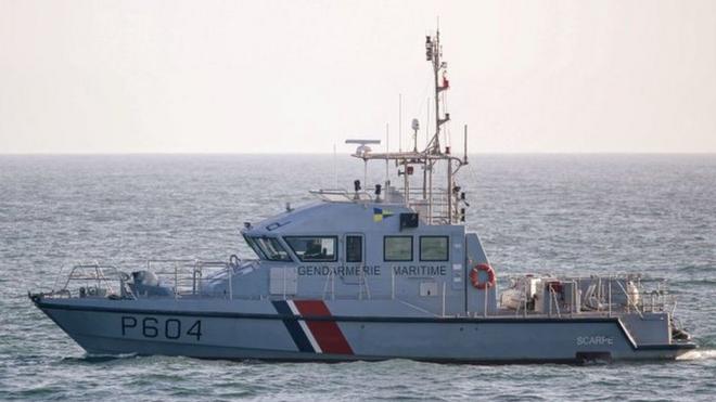 A French Gendarmerie Maritime boat patrols French waters to monitor among others things the movement of illegally migrants crossing the English Channel
