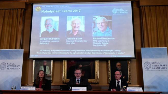 Нобелевскую премию по химии получили Жак Дюбоше, Йоахим Франк и Ричард Хендерсон