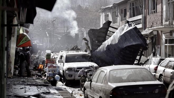 Следы взрыва в Кабуле