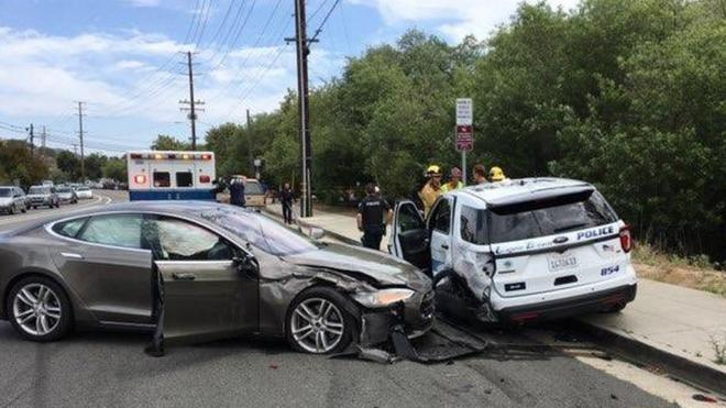 Crashed Tesla