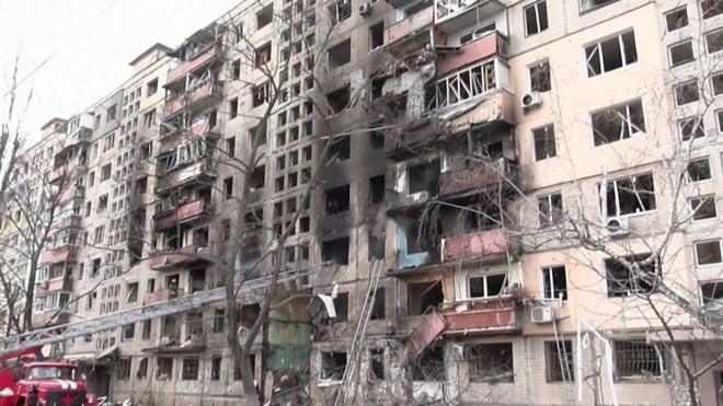 Ракетный удар по киевской многоэтажке. Видео