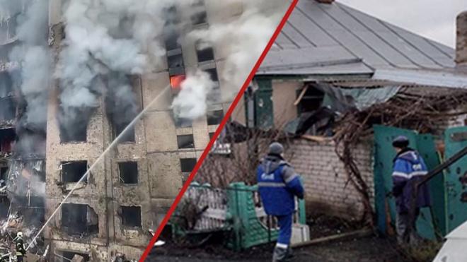 последствия обстрела в Украине и Белгороде