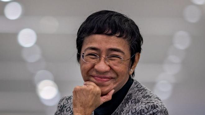 Nobel Peace Prize-winning Filipino journalist Maria Ressa speaks during the launch of her new book "How to Stand Up to a Dictator" on December 10, 2022 in Pasig, Metro Manila, Philippines.