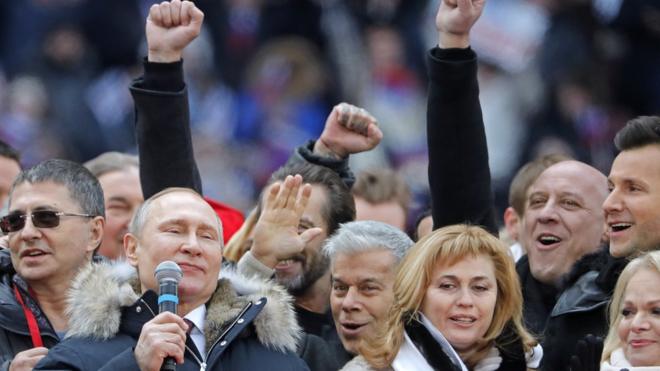 Владимир Путин на митинге в поддержку своего выдвижение на новый президентский срок в 2018 году