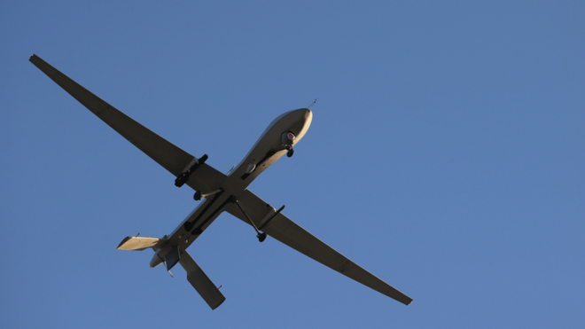 A US predator drone flying on a mission in the Persian Gulf in 2016