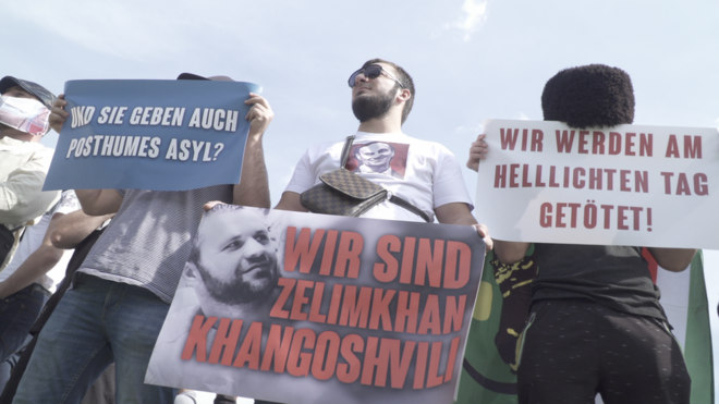 Митинг в Берлине, посвященный убийству Зелимхана Хангошвили