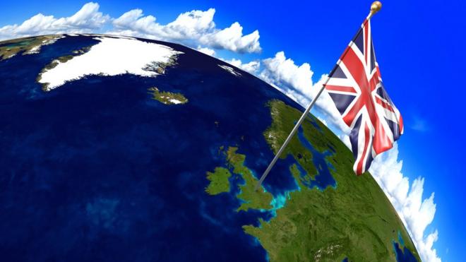 Флаг Британии на глобусе