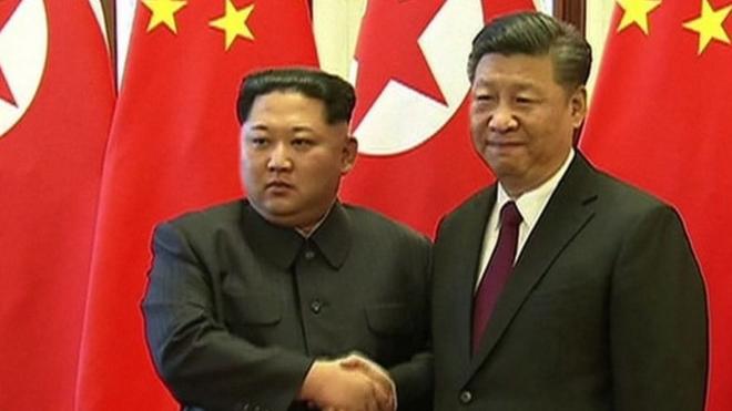 Kim Jong-un and Xi Jinping in Beijing