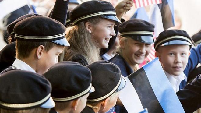Эстонские школьники на встрече с президентом Обамой в 2014