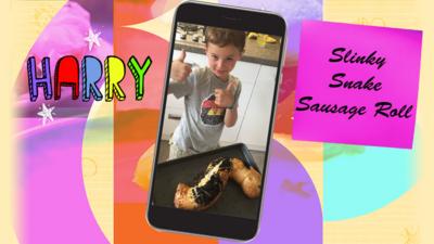 This week's chef of the week is Harry who has made a slinky snake sausage roll.
