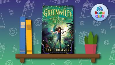 The book 'Greenwild' by Pari Thomson sits on a illustrated shelf.