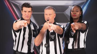 Mark Clattenburg, Sonia Mkoloma and Lee Phillips - the Gladiators refereees
