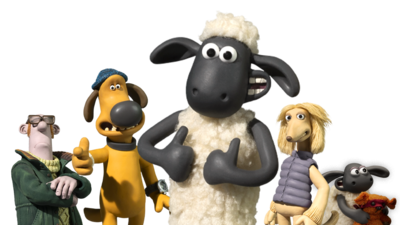 Images of Farmer, Bitzer, Shaun, Lexi and Timmy from Shaun the Sheep