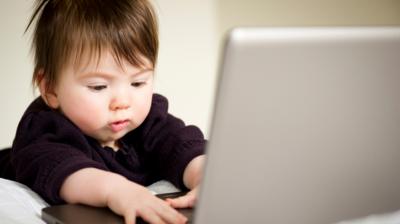 baby using a laptop