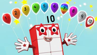 Numberblock ten and ballons