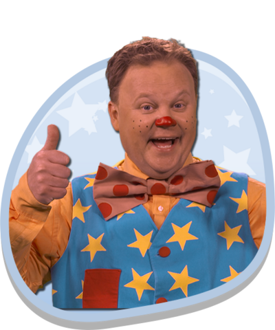Mr Tumble smiling with a thumbs up.