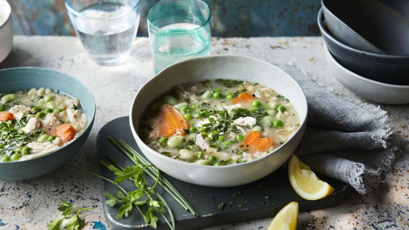 Slow-cooker spring chicken and herb soup