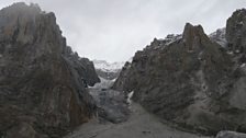 The gap from where the avalanche destroyed Gayari headquarters in 2012