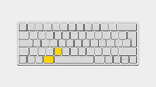An illustration of a keyboard, with the Keyboard shortcut command + C keys pressed