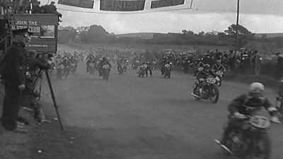 Nortons being ridden at the Ulster Grand Prix