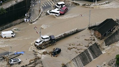Damage from flooding in western Japan