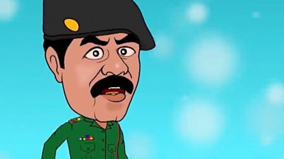 Cartoon of Saddam Hussein