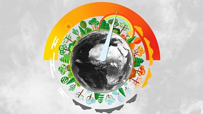 Illustration of planet Earth encircled by the four weather seasons