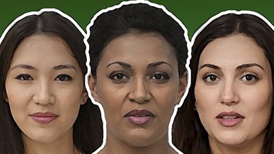 Three AI-generated women