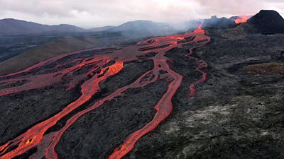 Drone footage of a volcano in Iceland