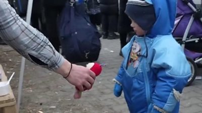 From toys to flowers, refugees fleeing the war in Ukraine are warmly greeted by strangers in Europe.