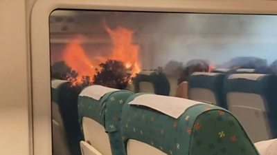 Spain heatwave: Moment of shock as train is surrounded by wildfires