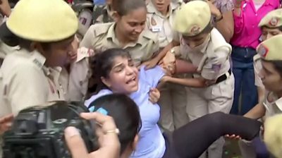 Police in New Delhi detaining India wrestler Sakshi Malik