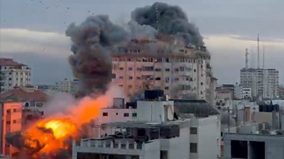 Gaza high-rise buildings his by Israel fighter jets