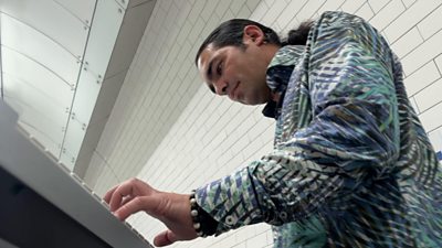 Fabio playing his keyboard