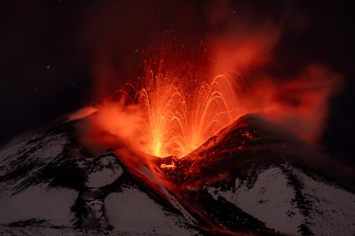 Lava erupting from Mount Etna
