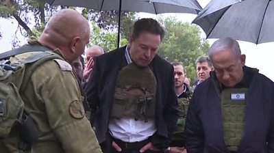 Elon Musk and Israeli PM Netanyahu speaking to soldier
