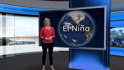 Sarah Keith-Lucas stands in front on a screen reading El-Nino