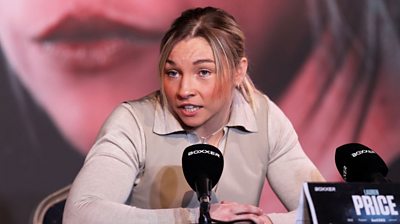 Lauren Price at the Jessica McCaskill v Lauren Price fight press conference in Cardiff
