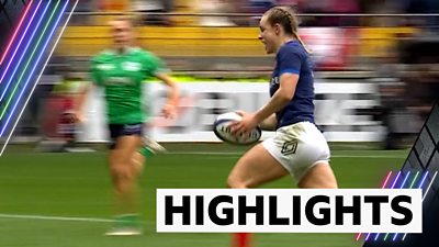 Marine Menager rushes in to score a try for France