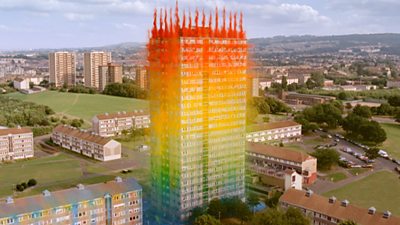 Towerblock in Toryglen, Glasgow, during advert filming