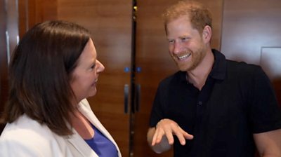 Prince Harry tells BBC “it’s great” to be back in UK
