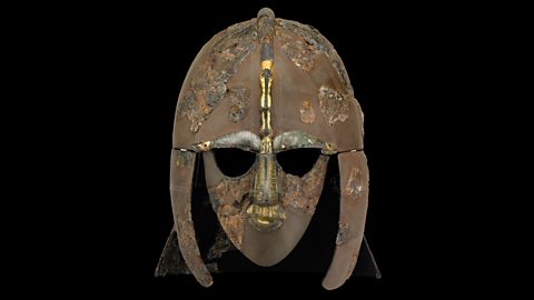 A rusty Anglo Saxon helmet.