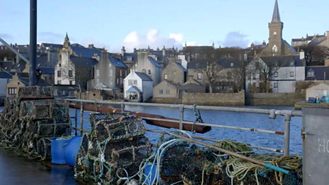 Scenic view of small Orkney village