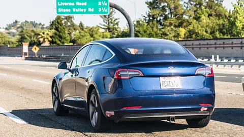 Tesla on freeway in Walnut Creek, California