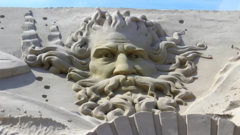 Sand sculpture of Neptune at Texas SandFest 2024