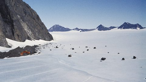 Ice sheet covered with snow in Antarctica