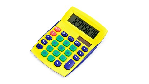 A yellow solar-powered calculator